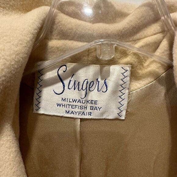 80's Vintage Singers medium imported cashmere jacket cream coat - Picture 4 of 5